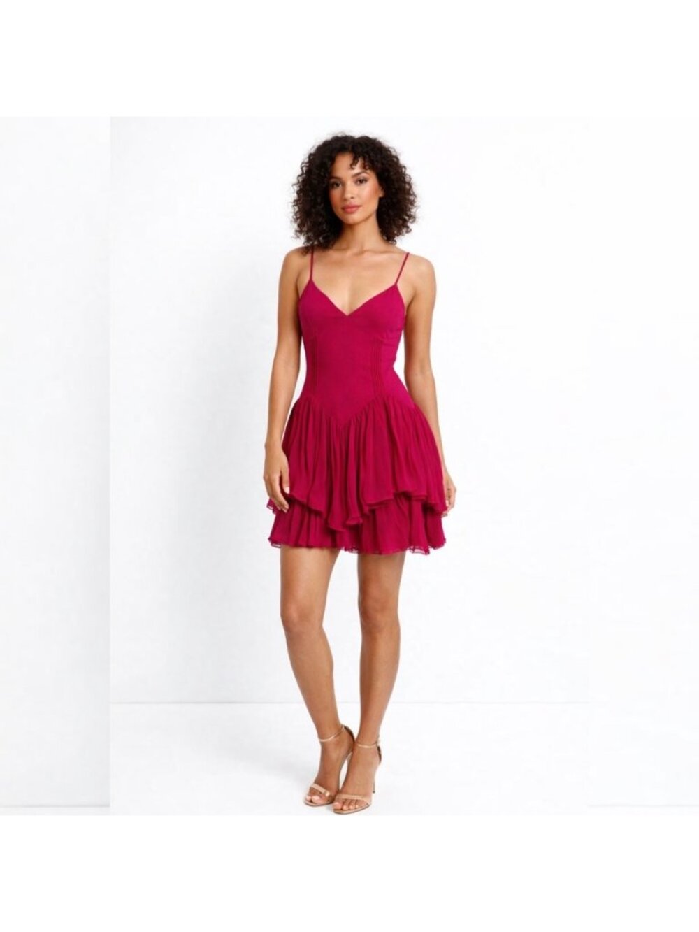 NWT Secret Mission Rasberry Ines Ruffle Mini Dress - Picture 16 of 16